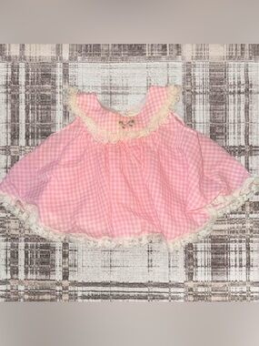 Pink Gingham Lace Baby Dress